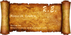 Roszik Endre névjegykártya